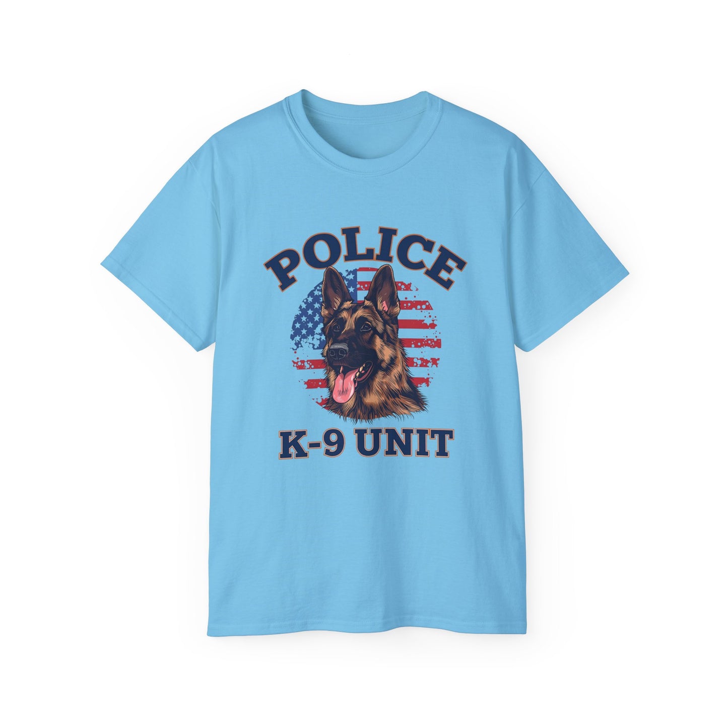 Patriotic Police K-9 Unit Tee for Dog Lovers, Unisex Cotton T-Shirt, Dog Handler Gift, Gifts for Law Enforcement