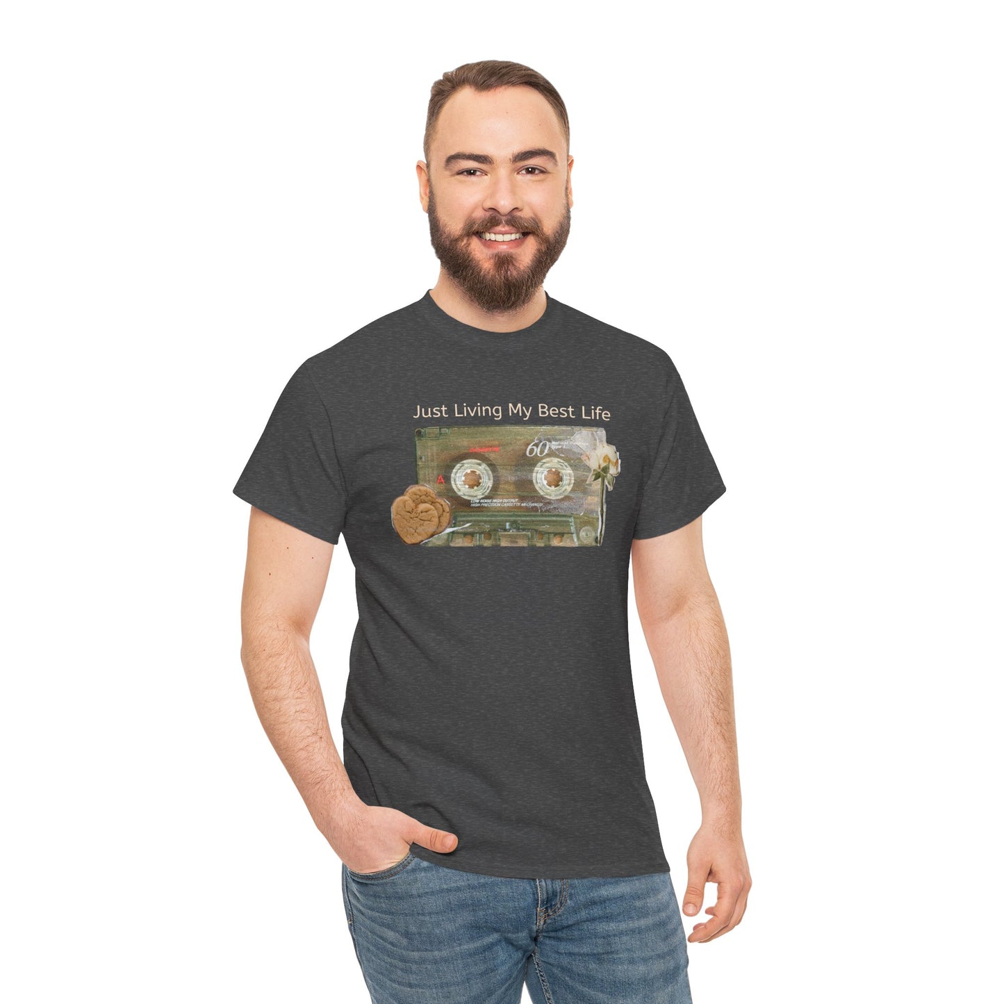 Just Living My Best Life Tee, Vintage Cassette T-Shirt, Casual Wear, Gift for Friends, Music Lover's Apparel
