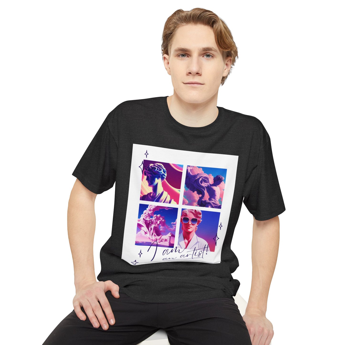 Urban Graphic Tee with Artistic Collage Design, Streetwear Fashion, Unisex Apparel, Casual Wear, Gift for Art Lovers