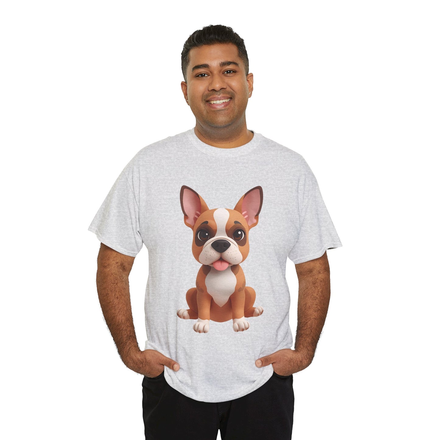 Cute 3D French Bulldog T-Shirt Unisex Heavy Cotton Tee, Dog Lover Gift