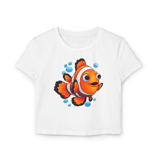 Cute Clownfish Women's Baby Tee | Fun Summer Top, Beachwear, Gift for Ocean Lovers, Cute Graphic Tee, Casual Outfit