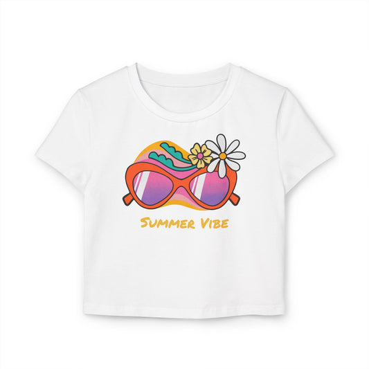Summer Vibe Women's Baby Tee, Cute Summer Top, Beach Shirt, Casual Graphic Tee, Fun Gift for Her, Vacation Wardrobe