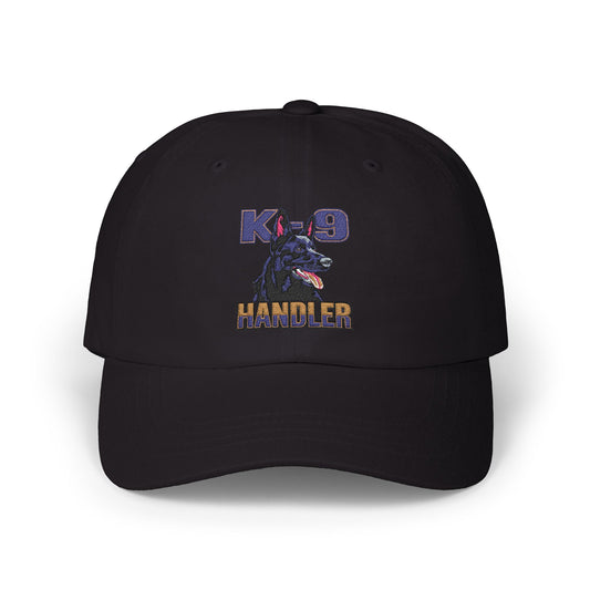 Embroidered K9 Handler Classic Dad Cap - Featuring a Black German Shepherd, Adjustable Cap for Pet Owners, Outdoor Hat