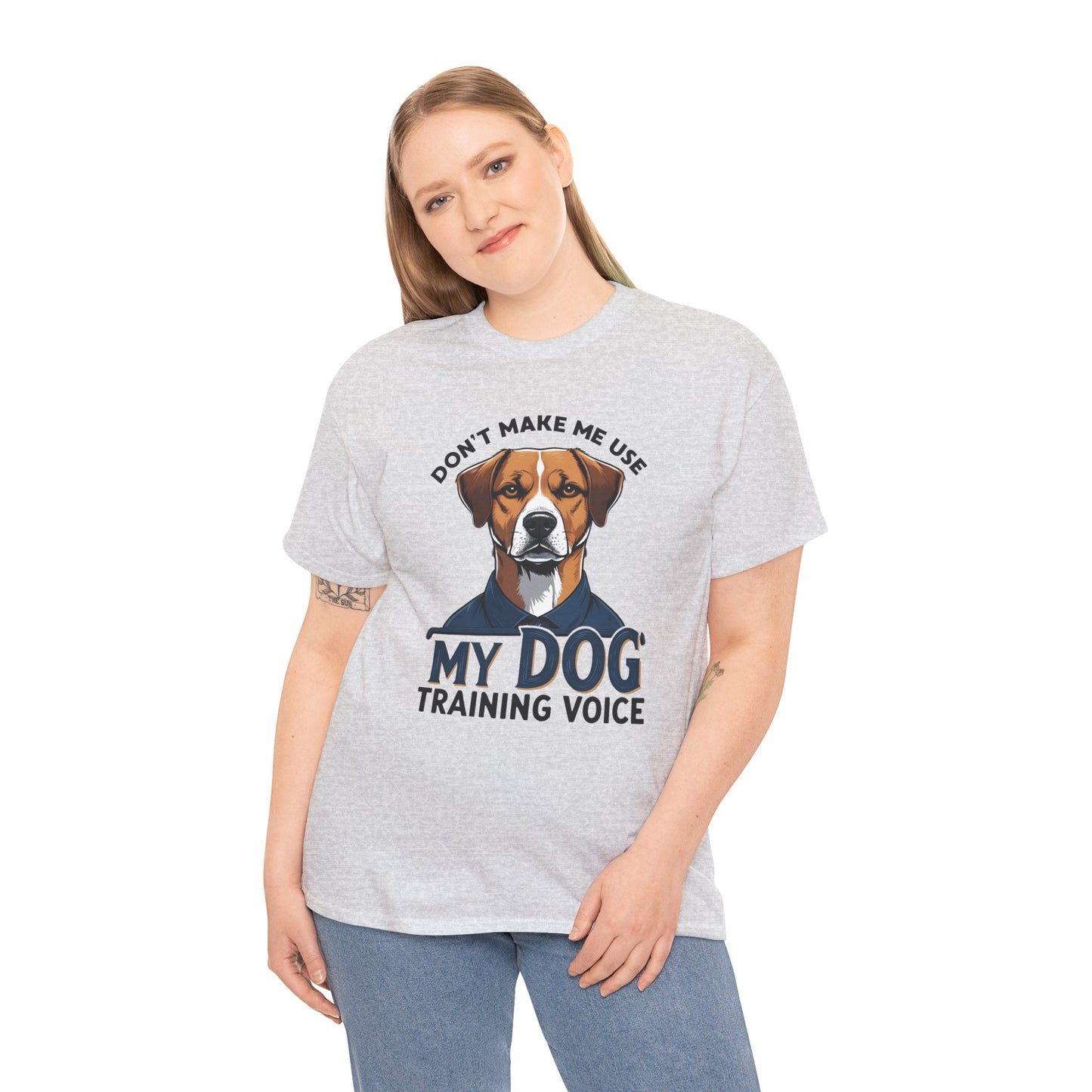 Dog Training T-Shirt - Don't Make Me Use My Dog Training Voice | Perfect Gift for Dog Owners, Casual Wear, Funny Dog Humor Shirt, Pet Training Apparel