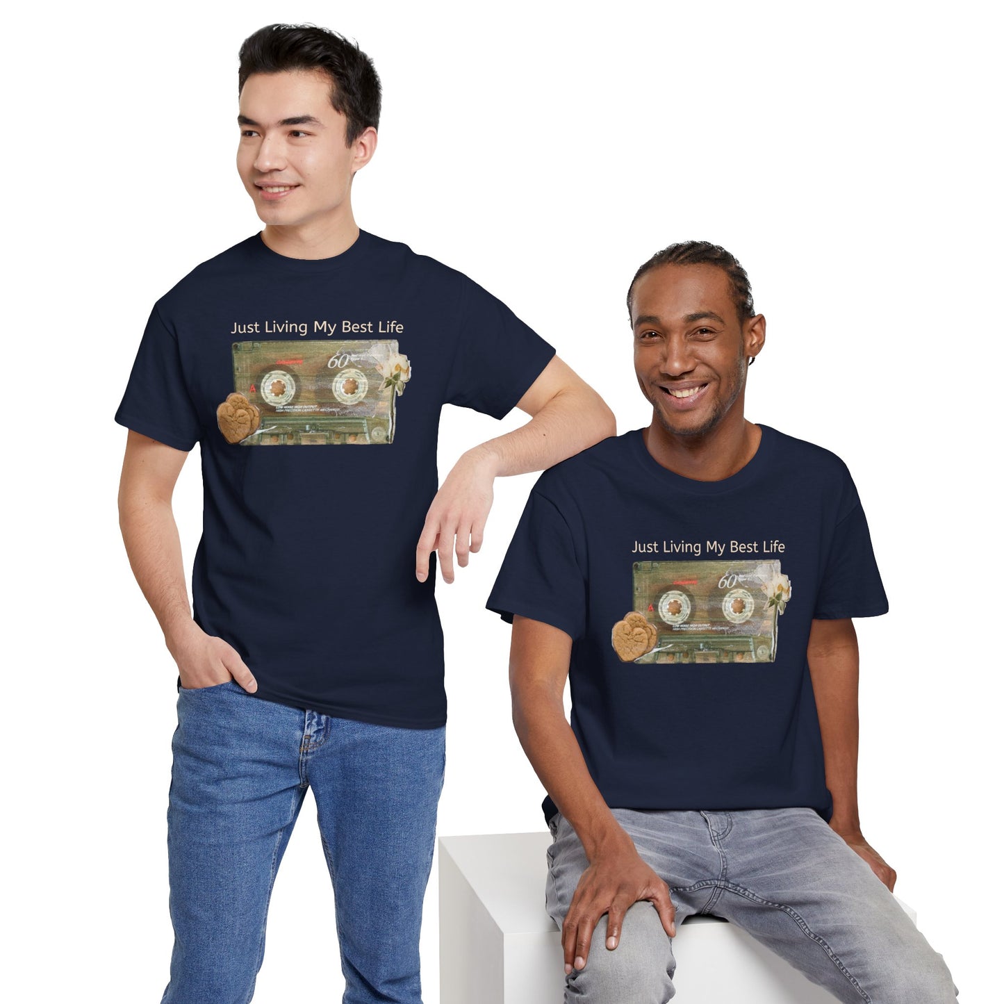 Just Living My Best Life Tee, Vintage Cassette T-Shirt, Casual Wear, Gift for Friends, Music Lover's Apparel