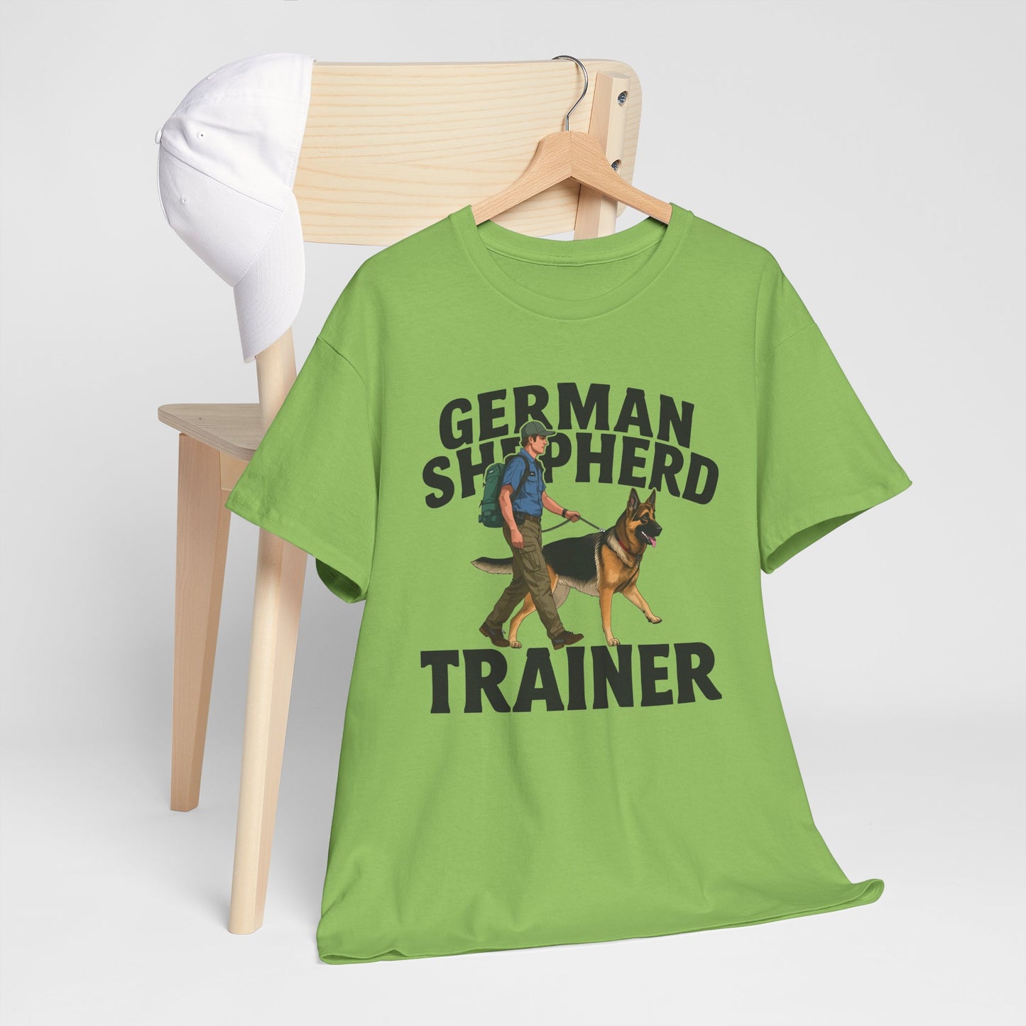 German Shepherd Trainer Tee - Man Holding a German Shepherd | Dog Lover Gift