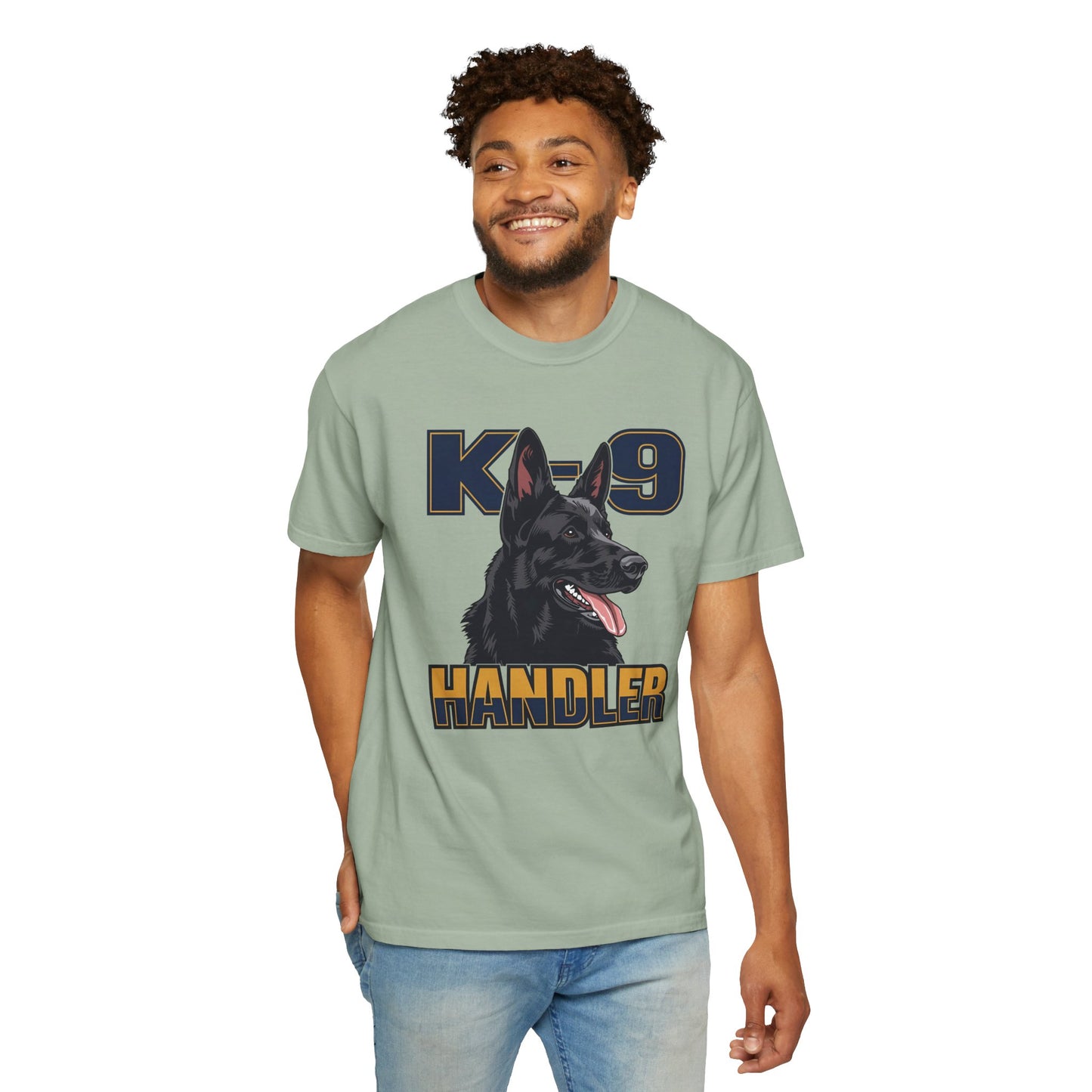 Black German Shepherd K-9 Handler T-Shirt, Garment-Dyed Unisex Tee for Dog Lovers