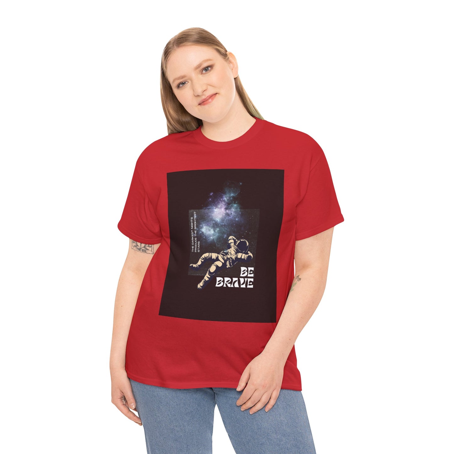 Be Brave Tee, Inspirational T-Shirt, Unisex Cotton Top, Space Graphic Shirt, Motivational Gift, Everyday Wear