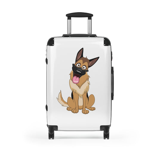 Funny Dog Design Suitcase - Cartoon of German Shepherd Sloppily Sitting