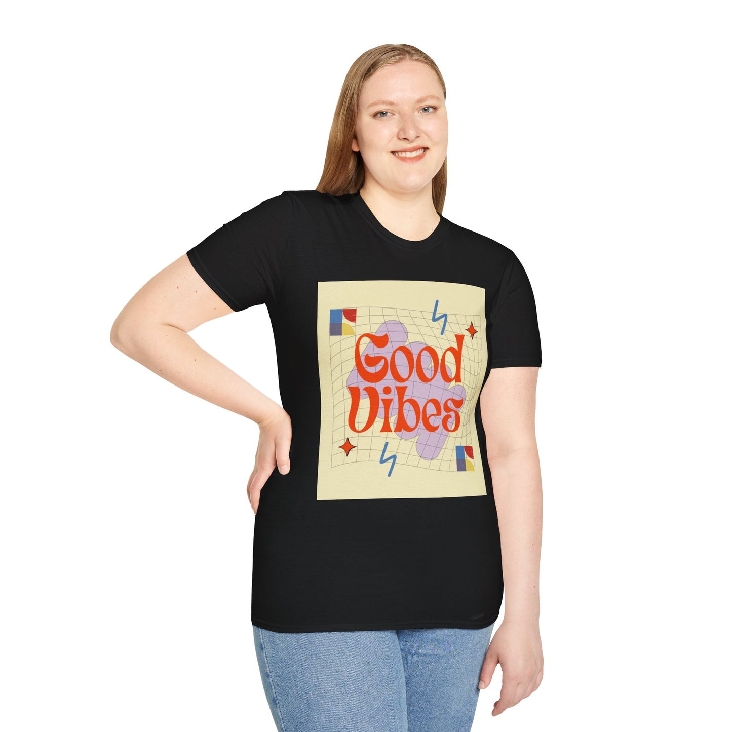 Good Vibes Unisex Softstyle T-Shirt, Relaxed Fit Tee, Casual Wear, Gift Idea, Positive Quotes, Everyday Comfort, Summer Fashion