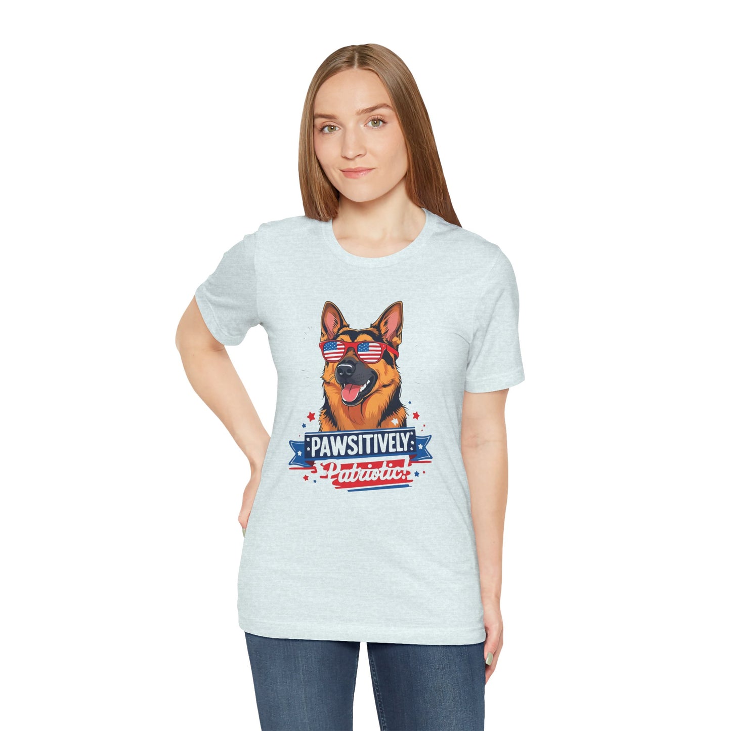 Pawsitively Patriotic German Shepherd Dog Tee, Unisex T-Shirt, Perfect for Summer Celebrations, Pet Lovers Gift, 4th of July Apparel
