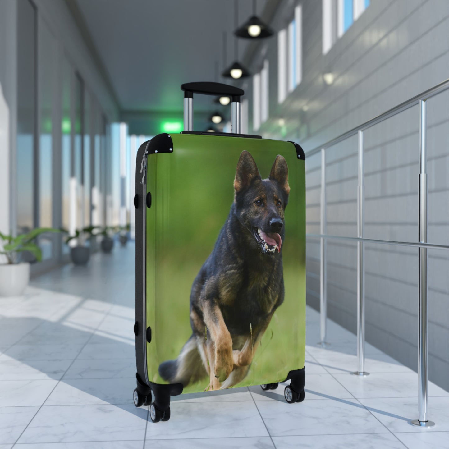 Dog Lovers Suitcase Featuring a Working Line German Shepherd Running On the Grass