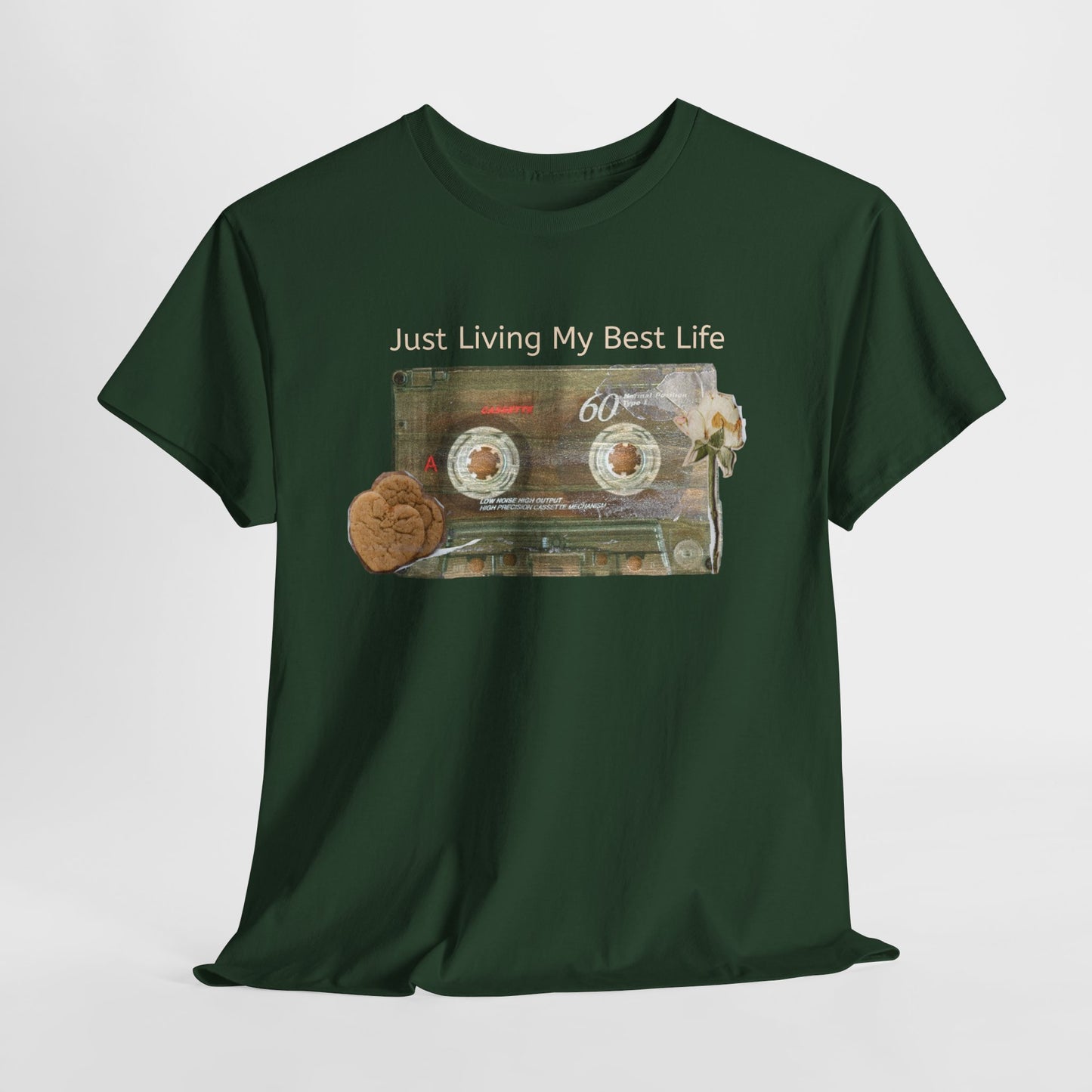 Just Living My Best Life Tee, Vintage Cassette T-Shirt, Casual Wear, Gift for Friends, Music Lover's Apparel