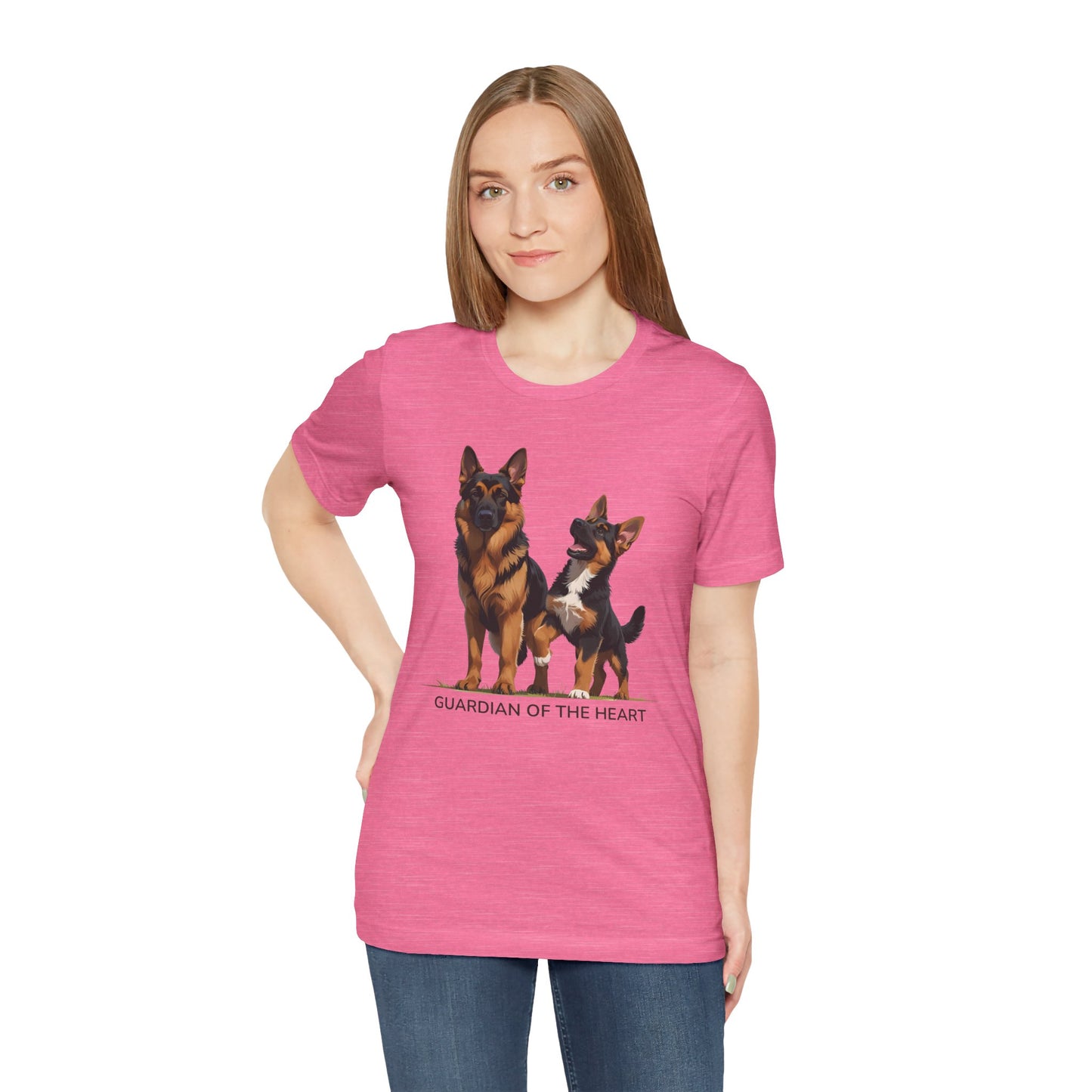 German Shepherd and Puppy Tee - Guardian of the Heart, Gifting for Pet Owners, Cute Graphic Shirt, Perfect for Birthdays, Dog-Themed Apparel