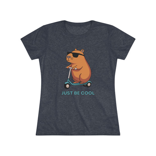 Just Be Cool Women's Triblend Tee - Funny Mouse On the Scooty, Fun Graphic Tee, Cute Animal T-Shirt, Gifts for Animal Lovers, Casual Summer Shirt, Unique Gift Idea