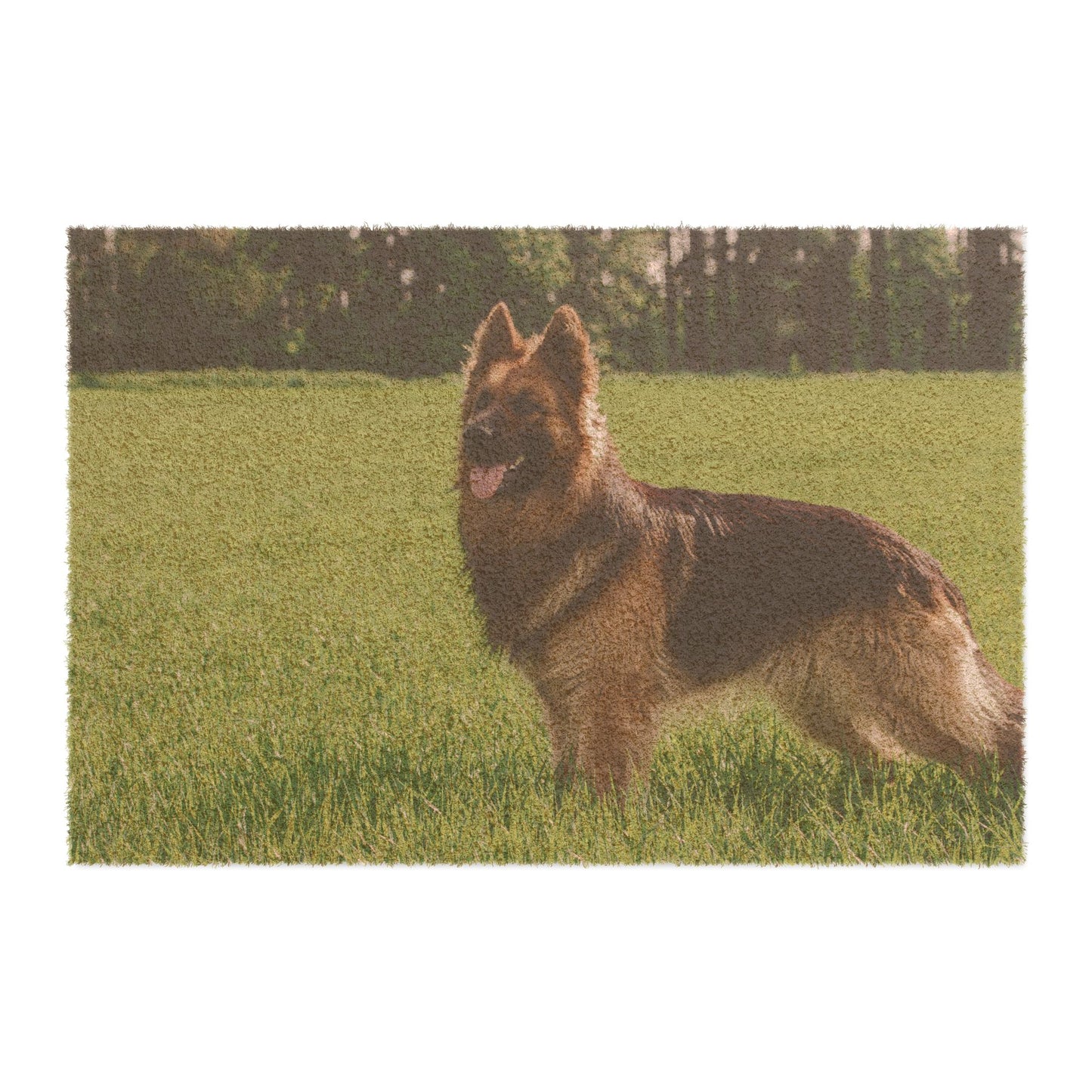Personalized Dog Doormat Featuring a Giant German Shepherd Standing on a Green Field