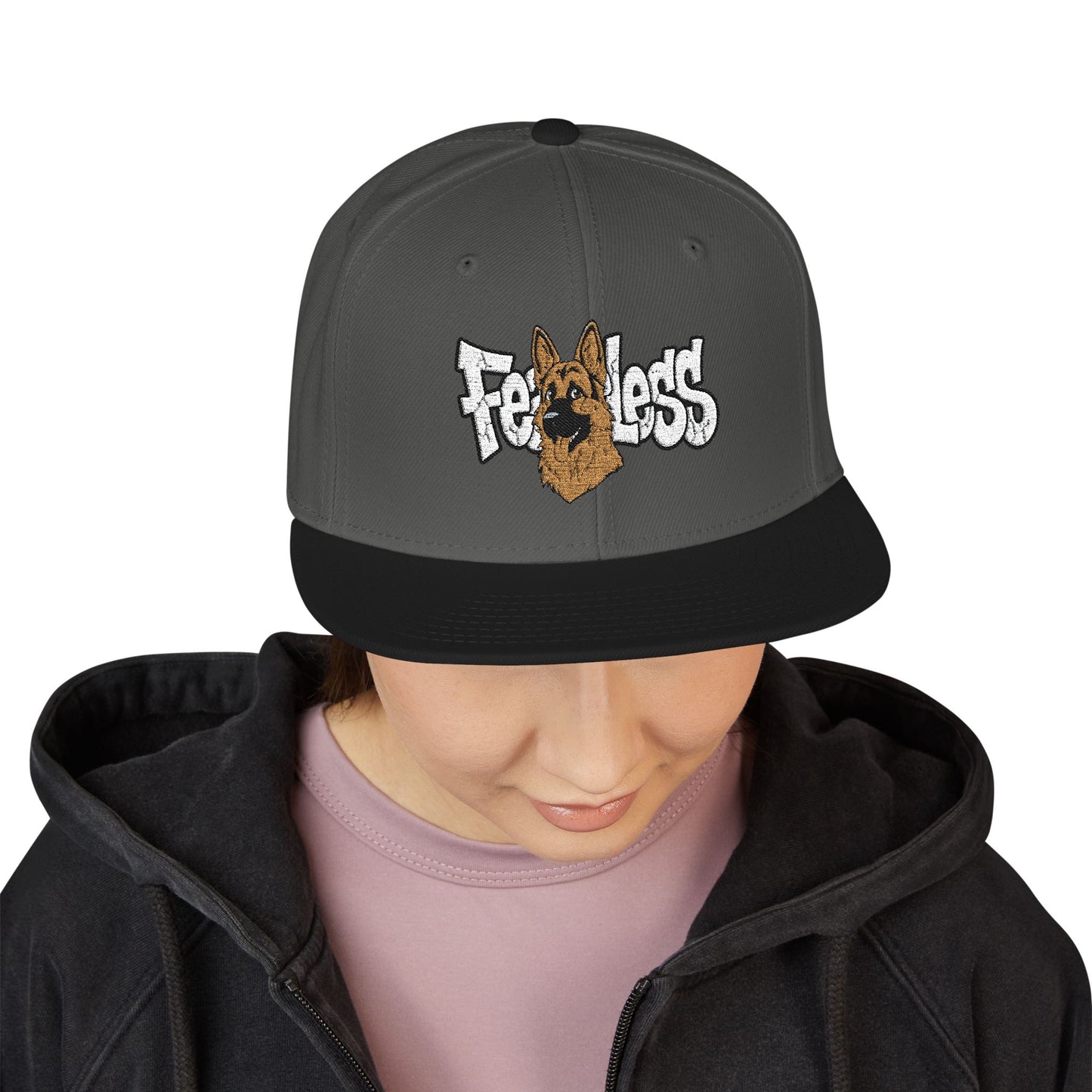 German Shepherd Embroidered Snapback Hat - Fearless