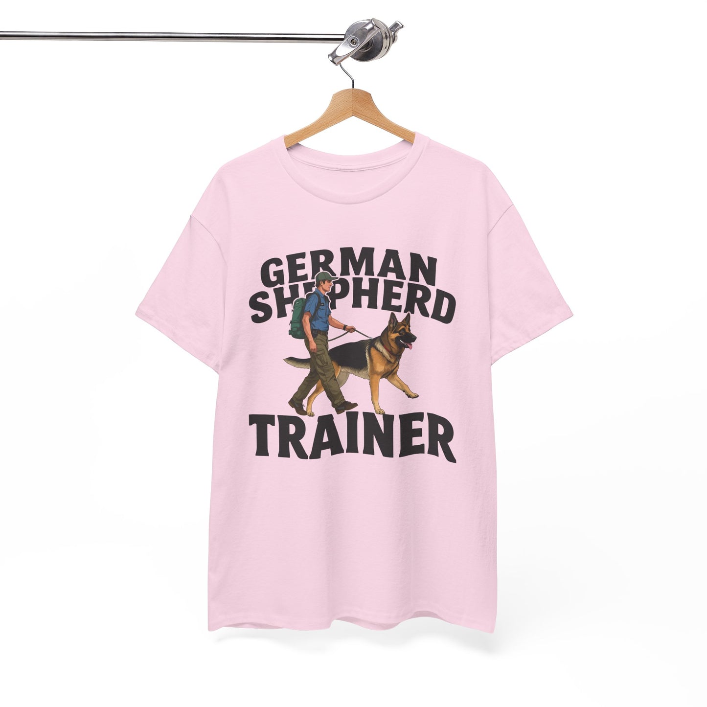 German Shepherd Trainer Tee - Man Holding a German Shepherd | Dog Lover Gift
