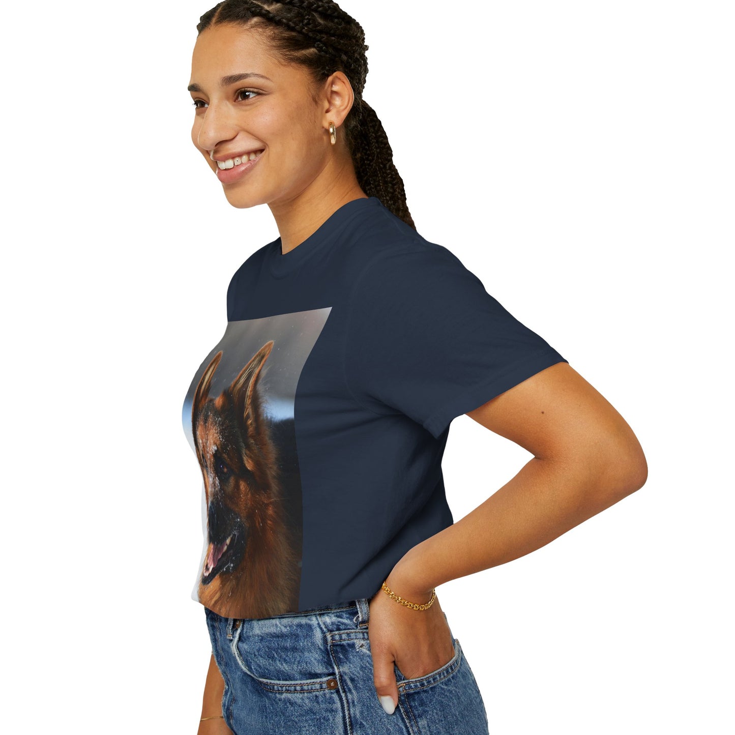 Unisex Dog Photograph T-Shirt - Giant German Shepherd In the Snow