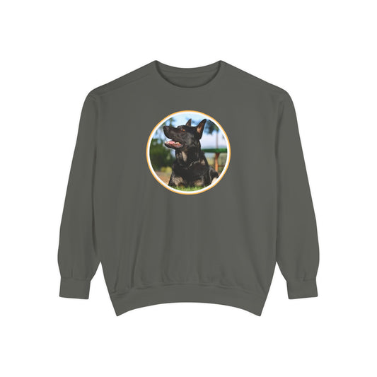 Unisex Dog Lover Sweatshirt With Close Up of Bicolor German Shepherd Inside Round Shape