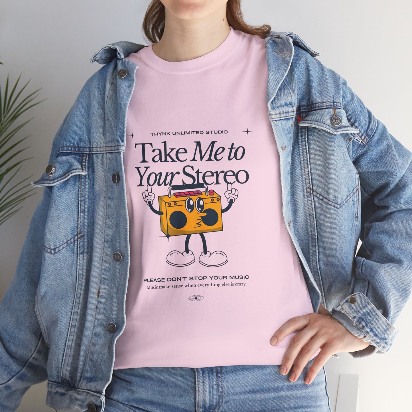 Retro Music Lover Tee - Take Me To Your Stereo, Vintage Style Shirt, Graphic T-Shirt, Unisex Cotton Top, Perfect Gift for Musicians, Summer Outfit