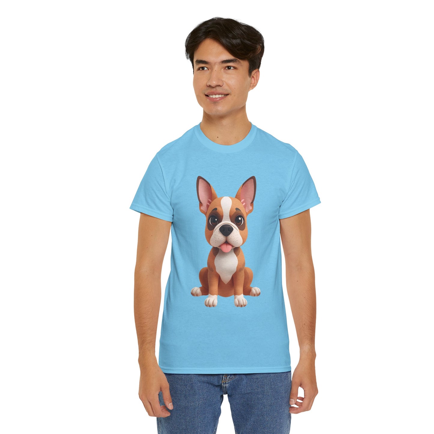 Cute 3D French Bulldog T-Shirt Unisex Heavy Cotton Tee, Dog Lover Gift