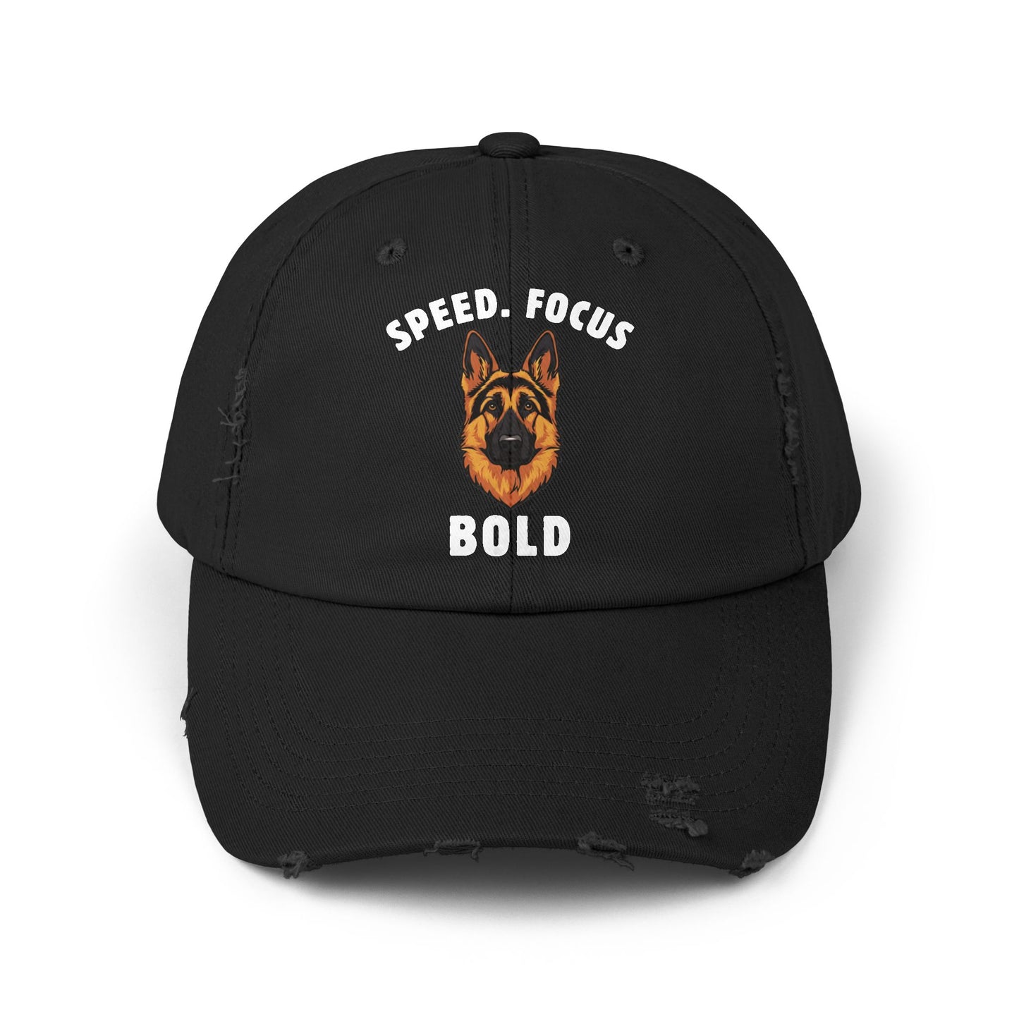 Speed Focus Bold German Shepherd Agility Distressed Hat, Dog Lover Gift, Casual Fashion Accessory, Summer Style, Outdoor Fun