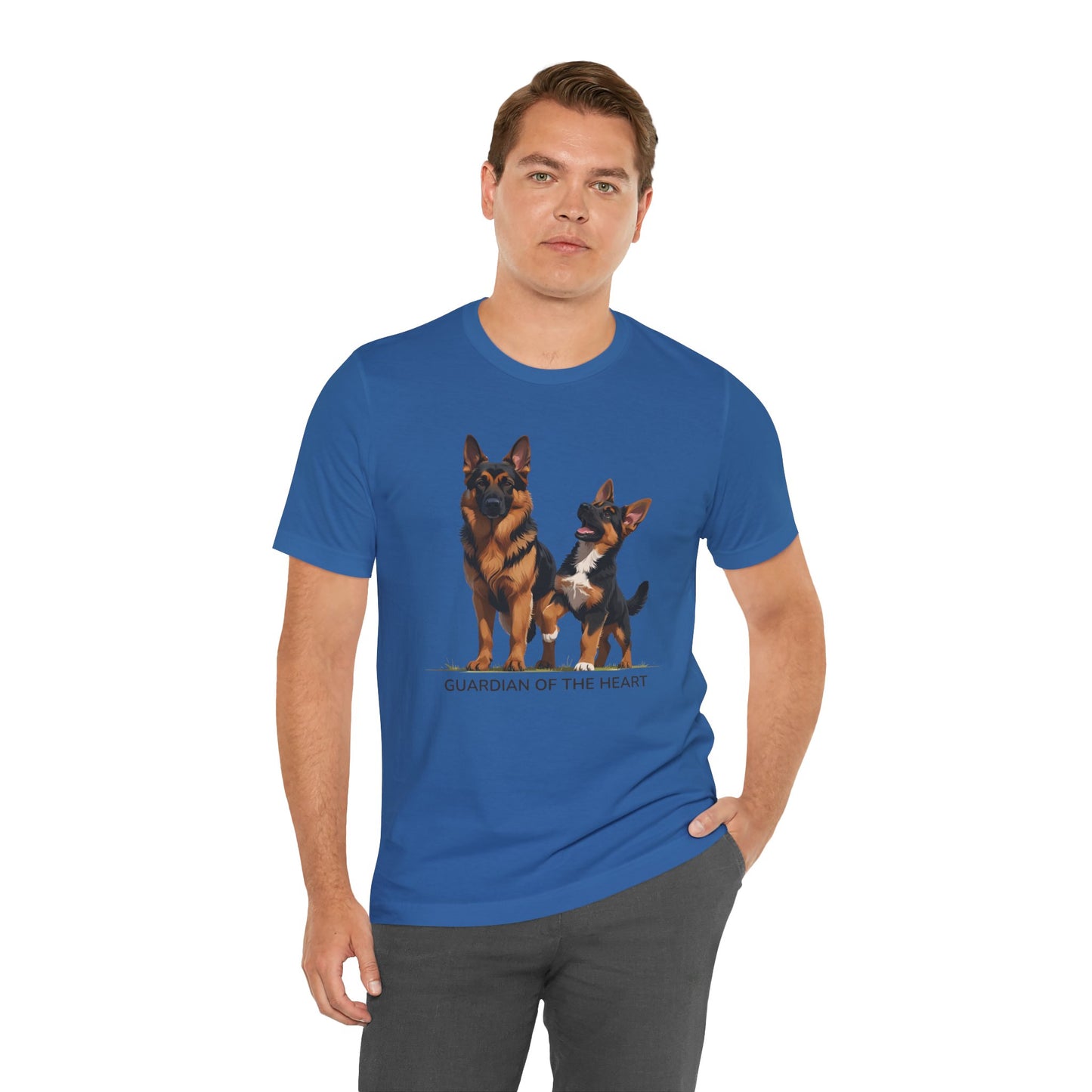 German Shepherd and Puppy Tee - Guardian of the Heart, Gifting for Pet Owners, Cute Graphic Shirt, Perfect for Birthdays, Dog-Themed Apparel