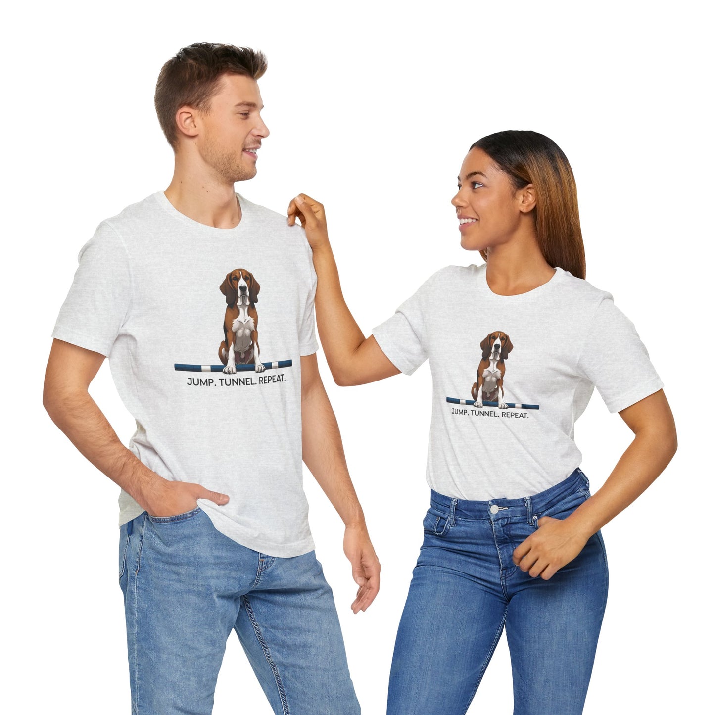 Dog Agility Tee, Fun Pet Lover Shirt, Jump Tunnel Repeat T-Shirt, Dog Enthusiast Apparel, Gift for Dog Owners