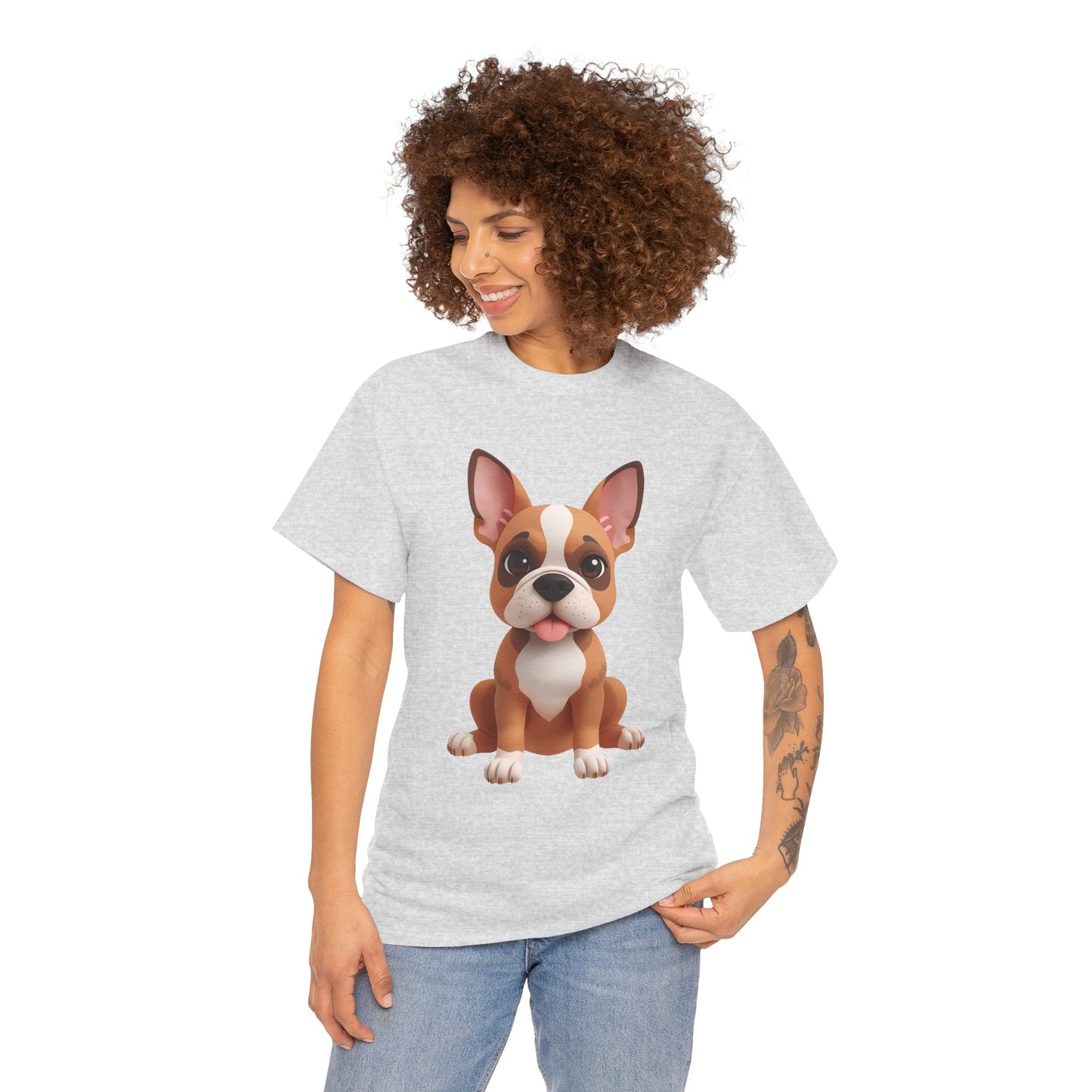 Cute 3D French Bulldog T-Shirt Unisex Heavy Cotton Tee, Dog Lover Gift