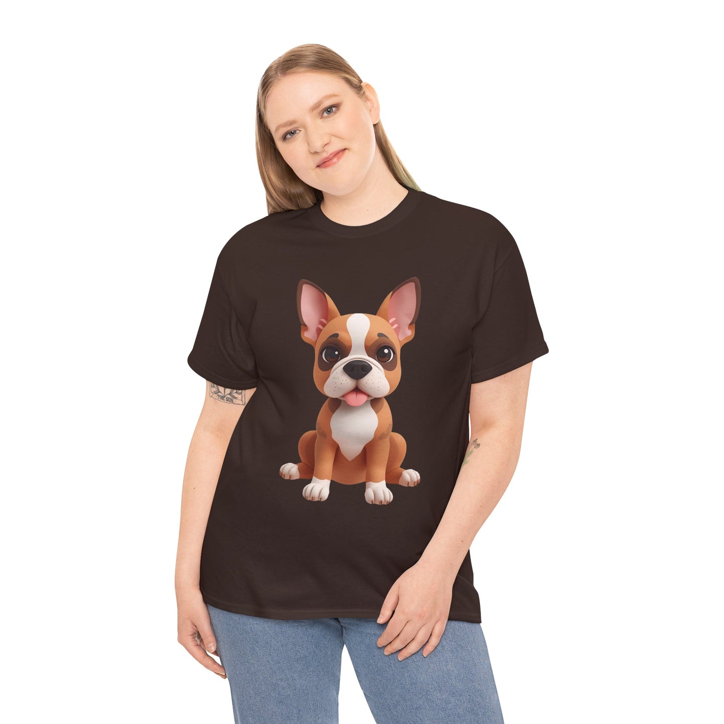 Cute 3D French Bulldog T-Shirt Unisex Heavy Cotton Tee, Dog Lover Gift