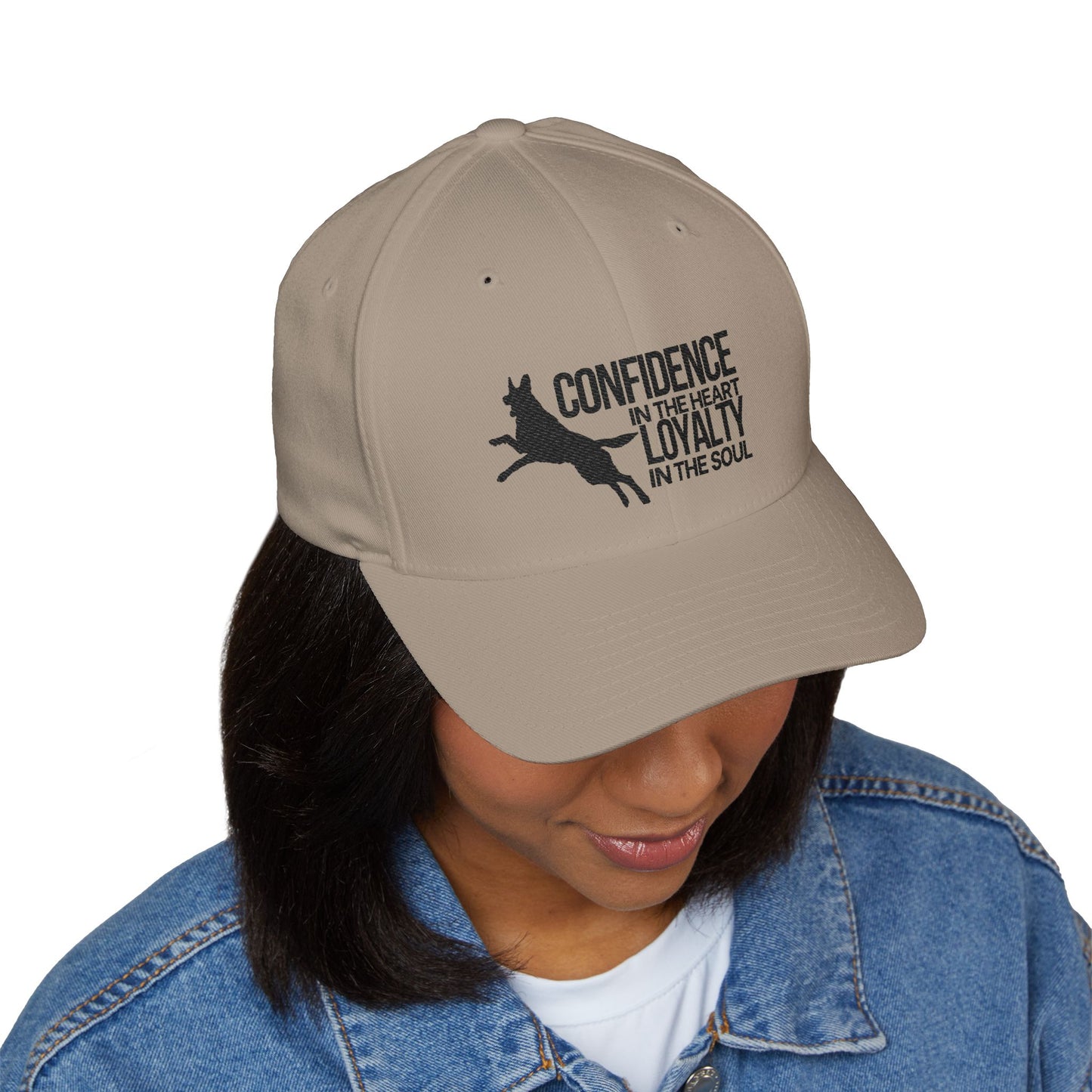 German Shepherd Closed-Back Structured Embroidered Structured Cap  - Courage in the Heart, Loyalty in the Soul