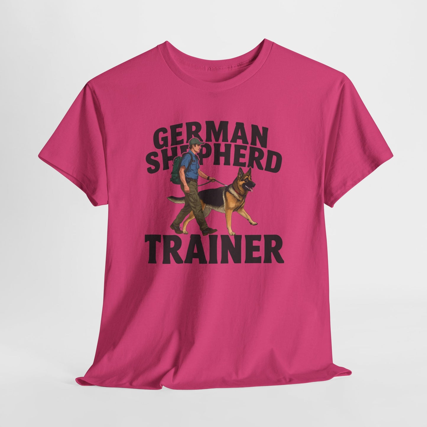 German Shepherd Trainer Tee - Man Holding a German Shepherd | Dog Lover Gift