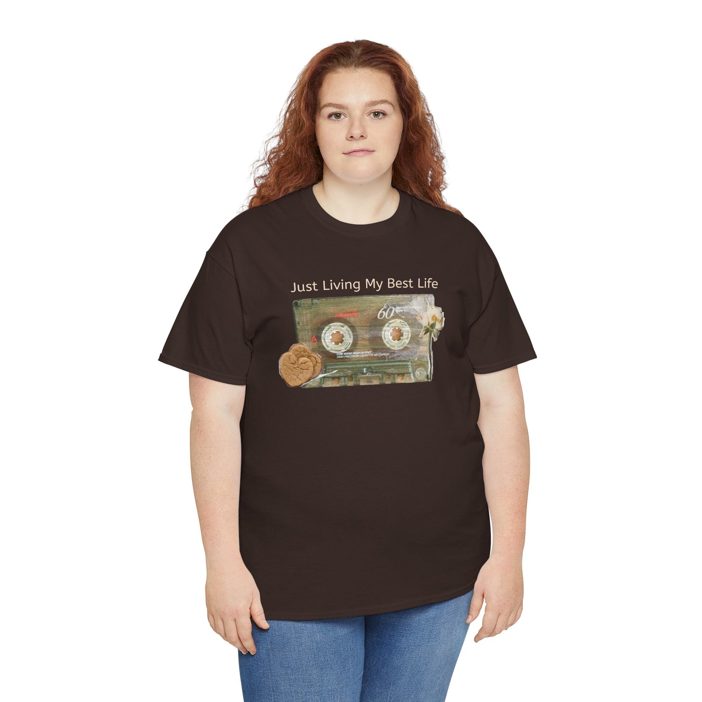 Just Living My Best Life Tee, Vintage Cassette T-Shirt, Casual Wear, Gift for Friends, Music Lover's Apparel