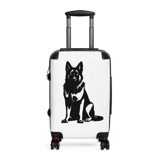 Personalized Dog Design Suitcase Featuring a Graphic of Black German Shepherd Sloppily Sitting
