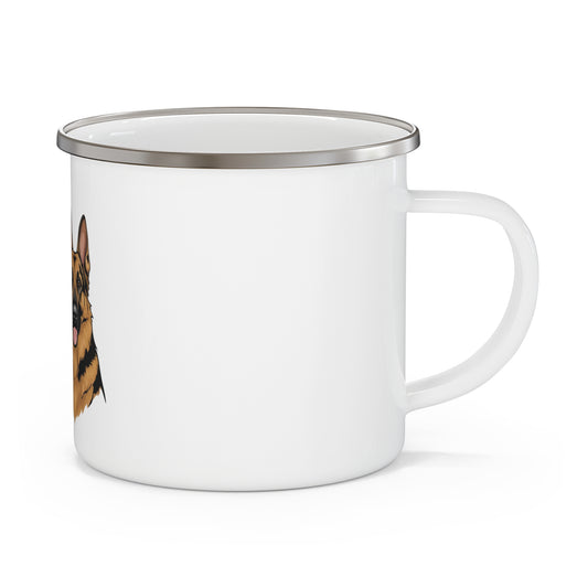 German Shepherd Enamel Camping Mug - Sips, Snuggles, Shepherd Loyalty | Perfect for Dog Lovers, Outdoor Adventures, Gifts for Pet Parents, Campfire Drinking Mug