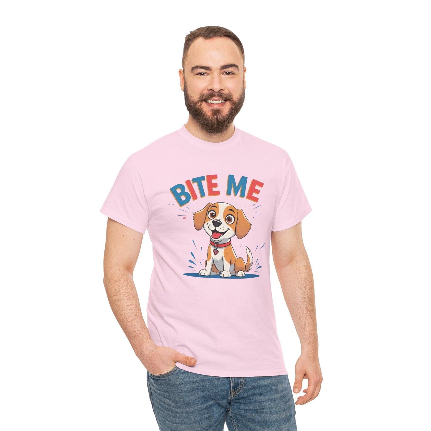 Playful Dog Lover Tee, Bite Me Unisex Cotton T-Shirt for Dog Trainers, Funny Gift for Dog Lovers, Cute Dog Apparel