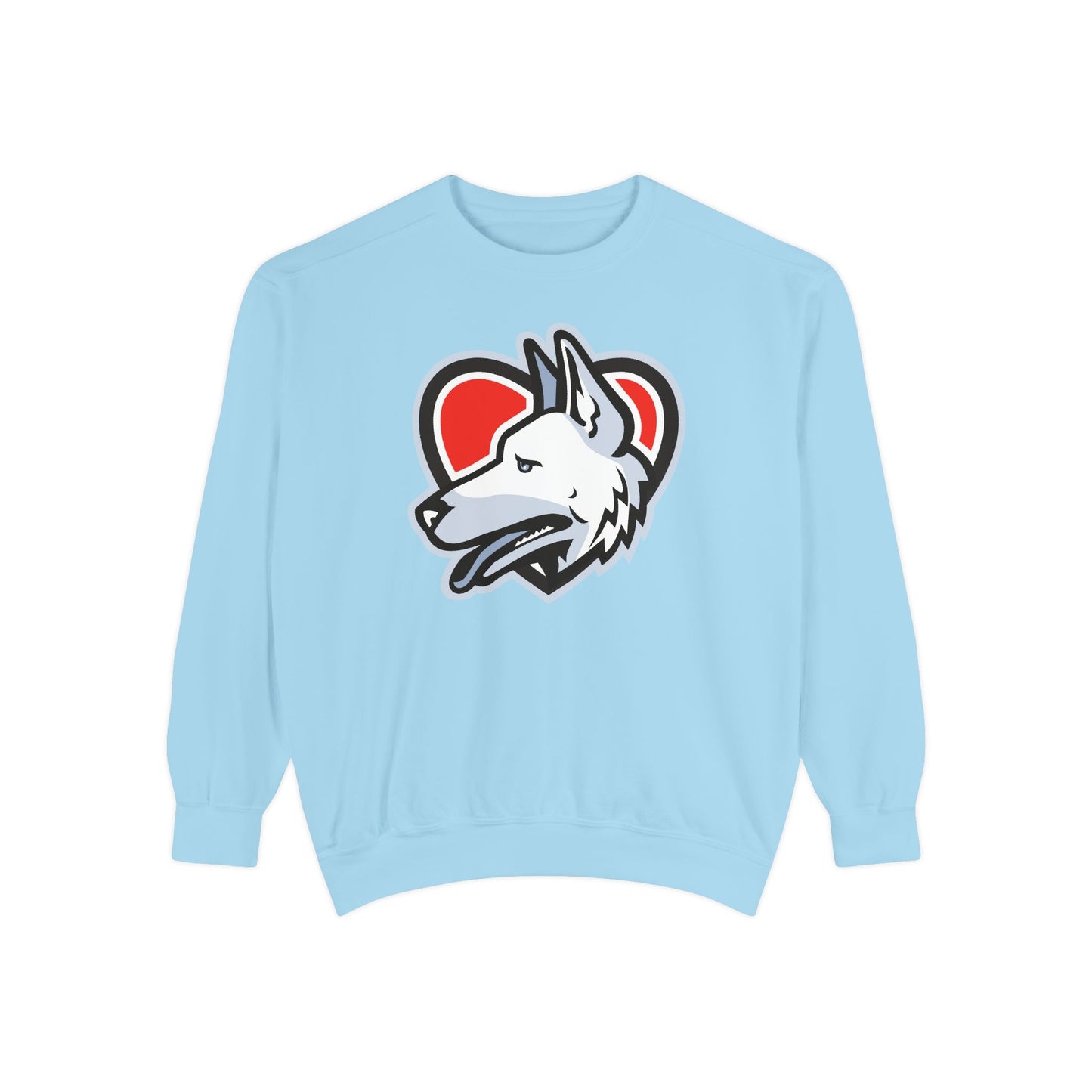 Unisex Dog Lover Sweatshirt With a Close Up Graphic of German Shepherd Placed Inside Red Heart