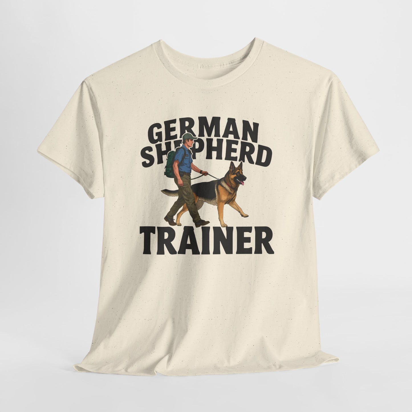 German Shepherd Trainer Tee - Man Holding a German Shepherd | Dog Lover Gift