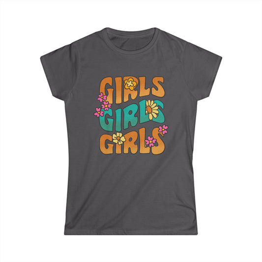 Girls Floral Graphic Tee - Vibrant Women's Softstyle T-Shirt for Casual Days, Gifts, Summer Outfits, Birthday Celebrations, Friendship