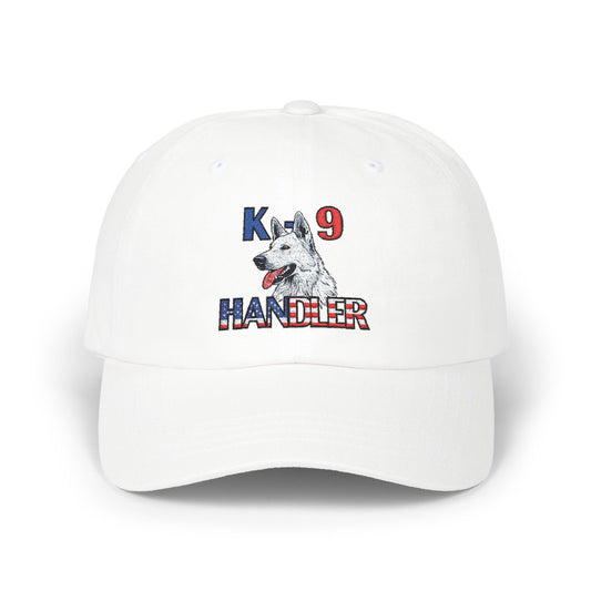 Embroidered K9 Handler Classic Dad Cap Featuring a White German Shepherd