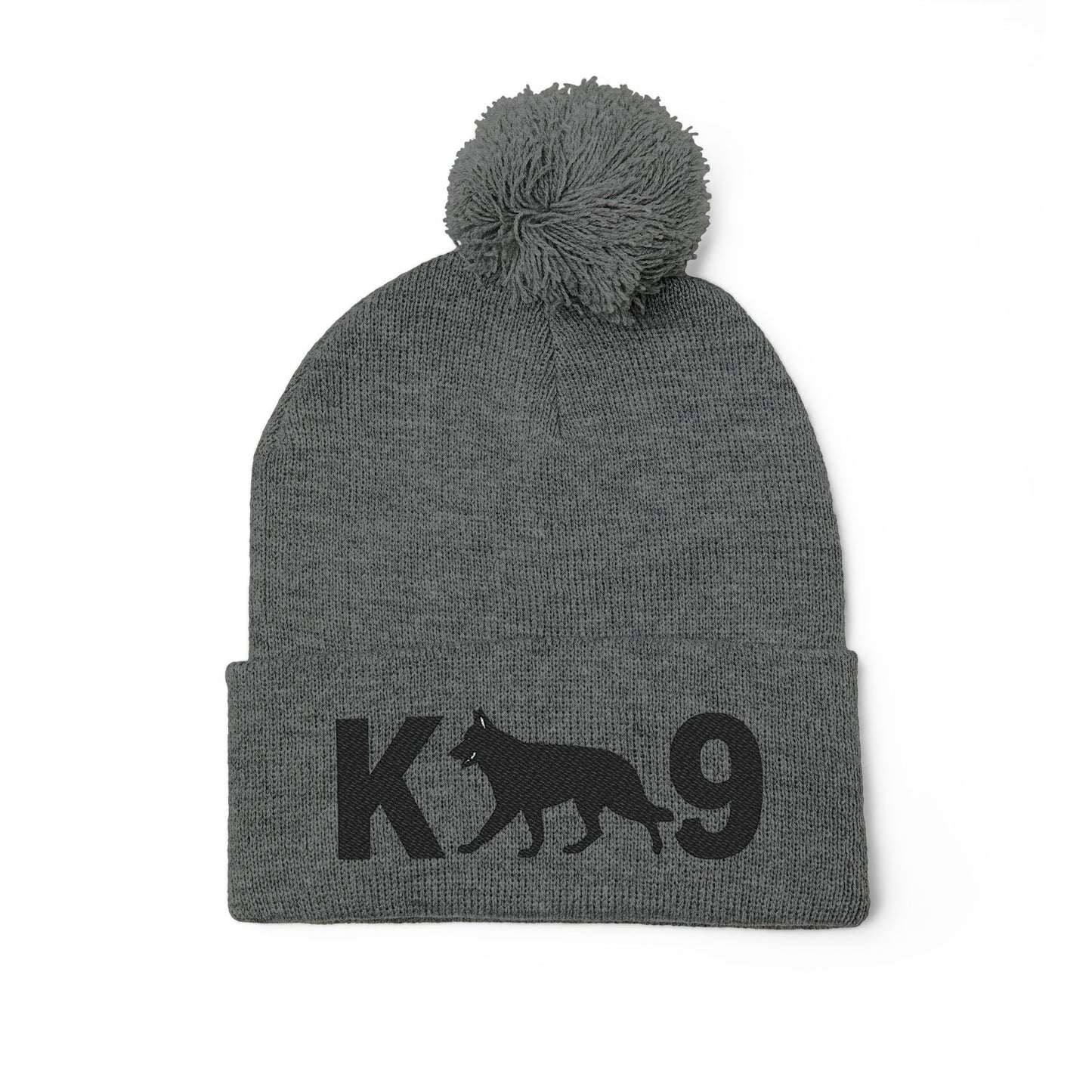 Embroidered K9 Pom-Pom Knit Cap - German Shepherd Design | Winter Beanie, Dog Lover Gift