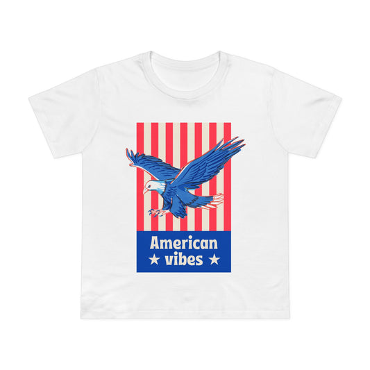 American Vibes Women’s Maple Tee - Patriotic T-Shirt, Freedom Apparel, Casual Wear, Fourth of July, Gift for Her, Eagle Design
