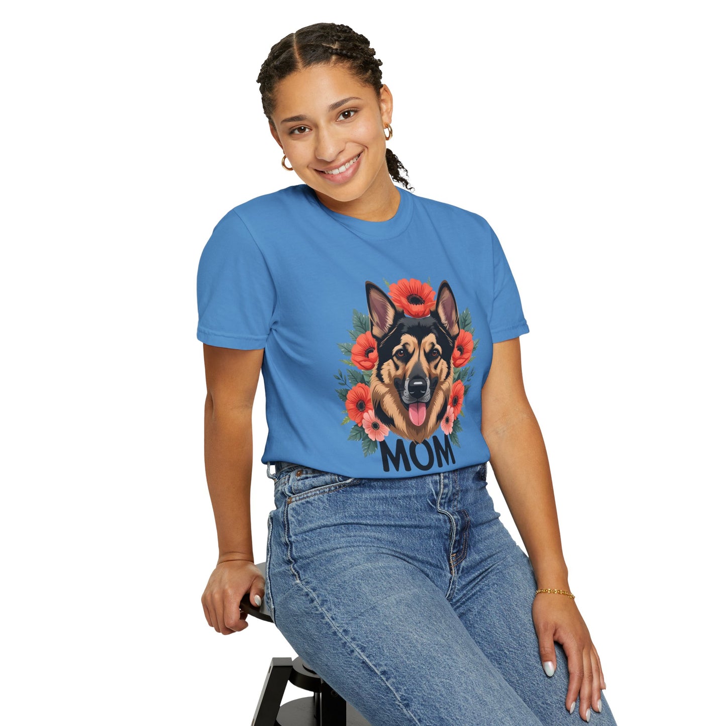 Floral German Shepherd Dog Mom T-Shirt, Perfect Gift for Dog Lovers, Mother’s Day, Birthday, Casual Wear, Comfortable Everyday Tee