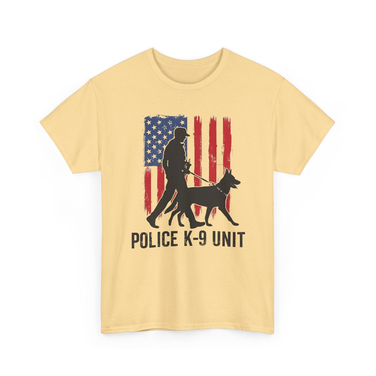 Patriotic Police K-9 Unit Heavy Cotton Tee, Unisex Cotton Shirt for Dog Lovers, Law Enforcement Apparel, Gifts for Police Officers
