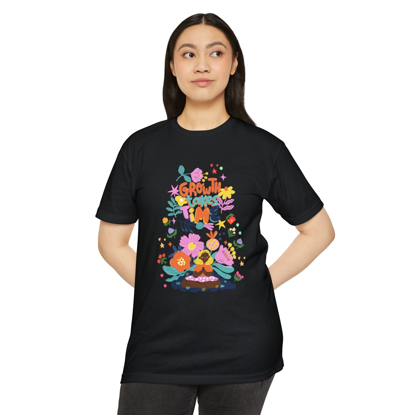 Growth Takes Time Floral Unisex T-Shirt, Spring Tee, Inspirational T-Shirt, Casual Wear, Unique Gift Idea