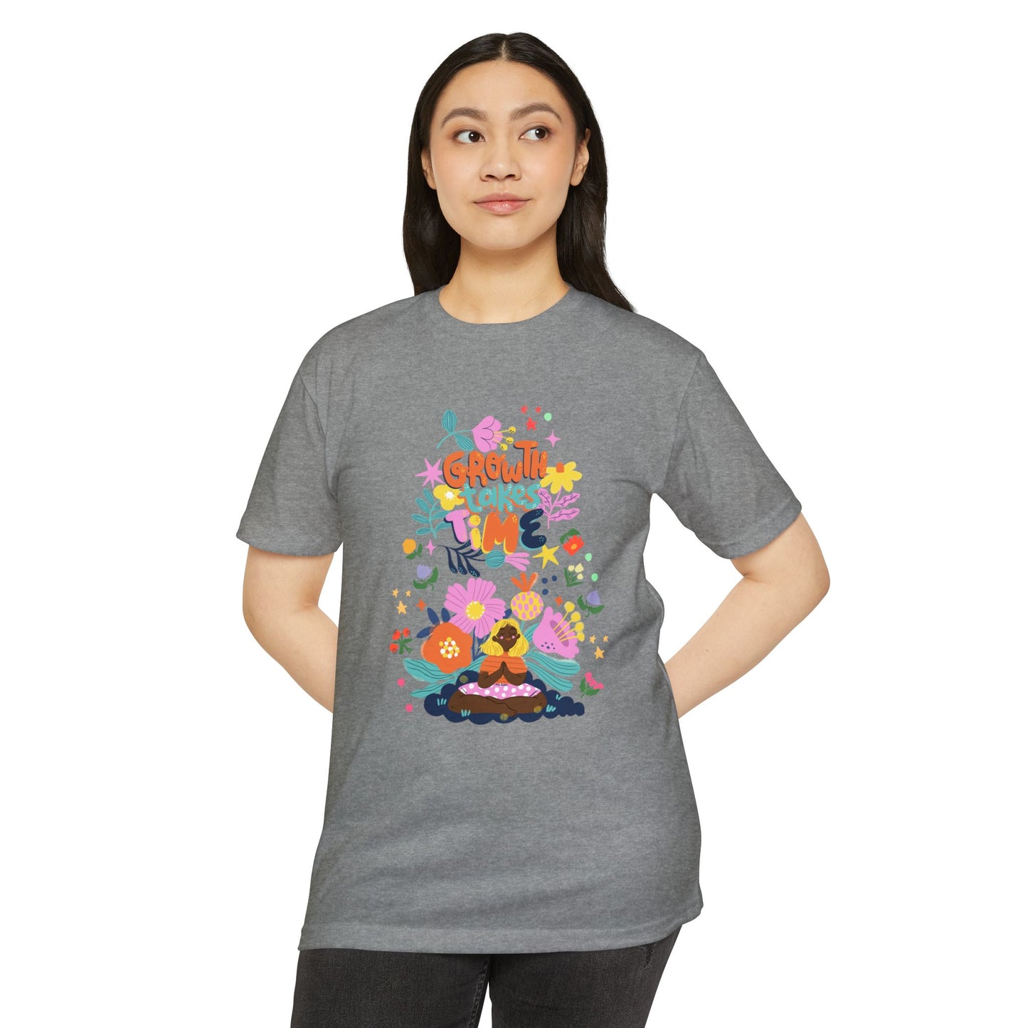 Growth Takes Time Floral Unisex T-Shirt, Spring Tee, Inspirational T-Shirt, Casual Wear, Unique Gift Idea