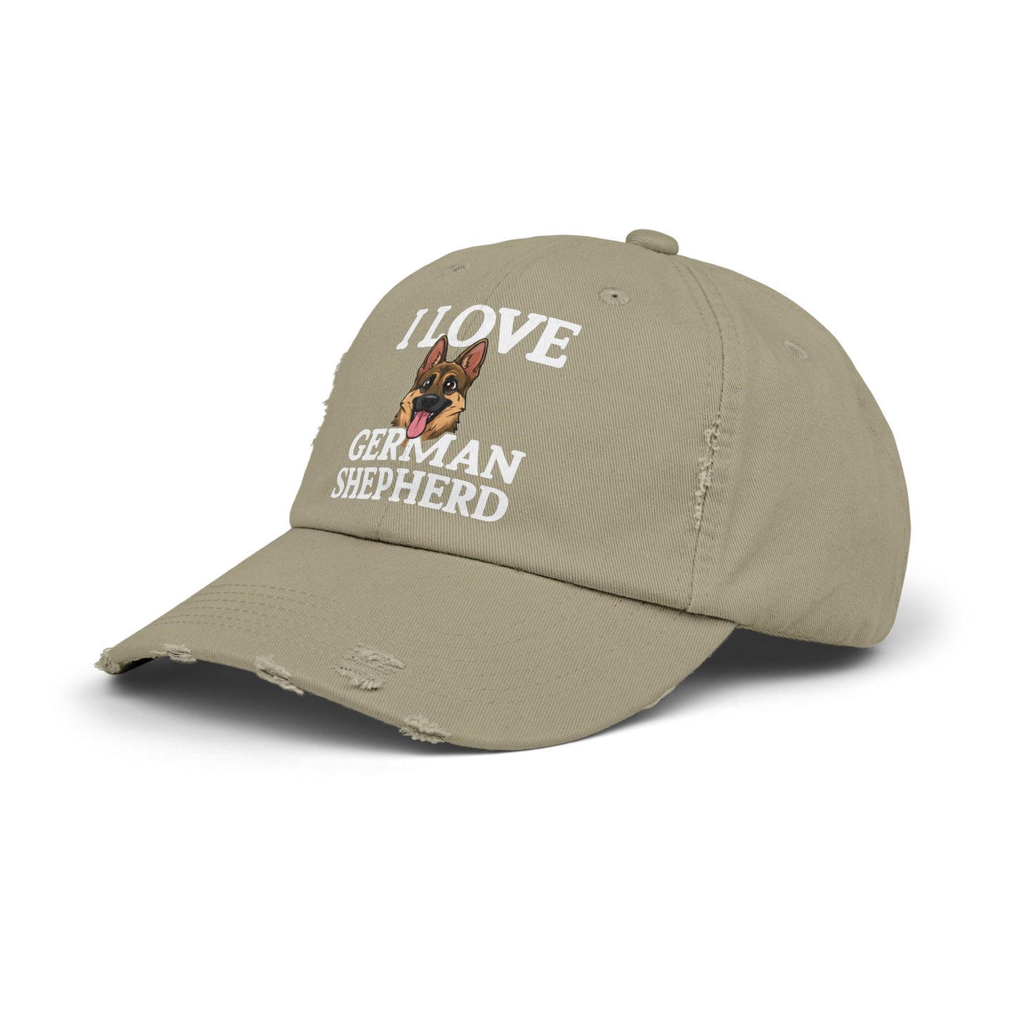 I Love German Shepherd Distressed Cap - Unisex Adjustable Baseball Hat