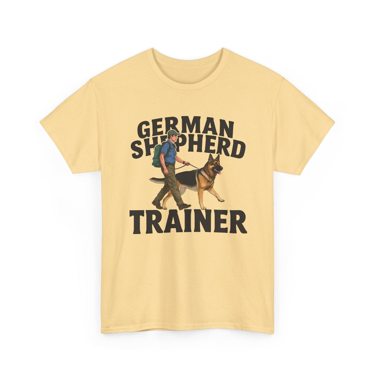 German Shepherd Trainer Tee - Man Holding a German Shepherd | Dog Lover Gift