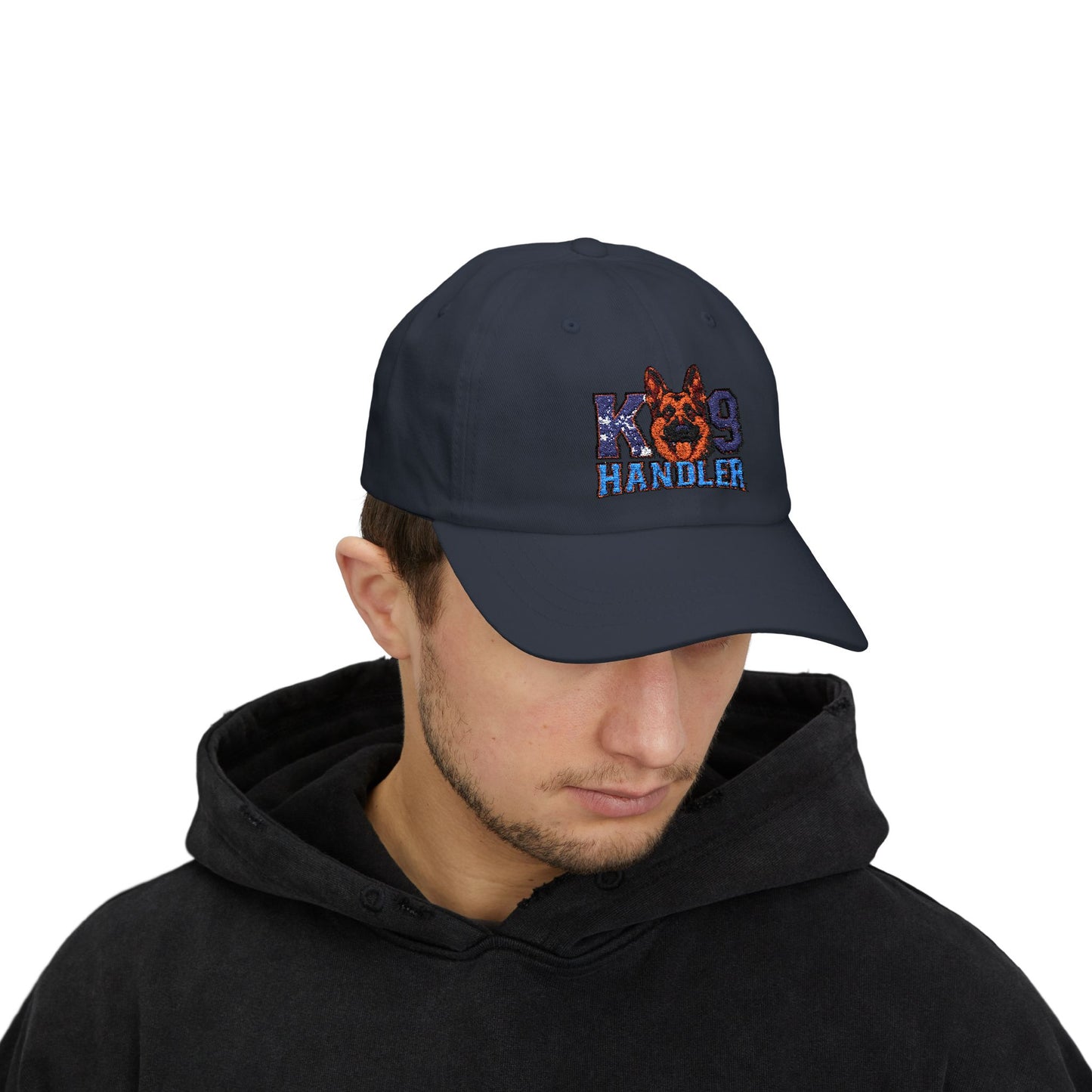 K9 Handler Classic Embroidered Dad Cap Featuring German Shepherd – Perfect Gift for Dog Lovers, Adjustable Hat for Outdoor Adventures